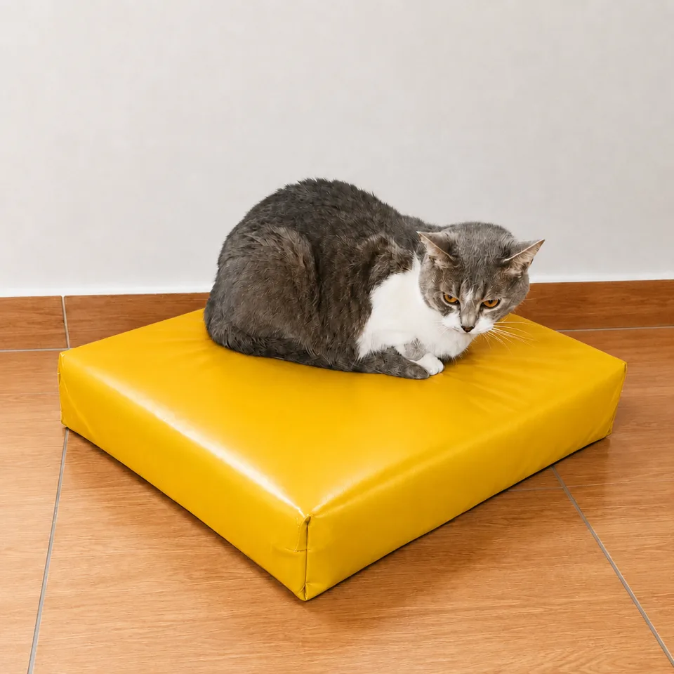 Cama impermeable pequeña amarilla extra resistente para mascotas