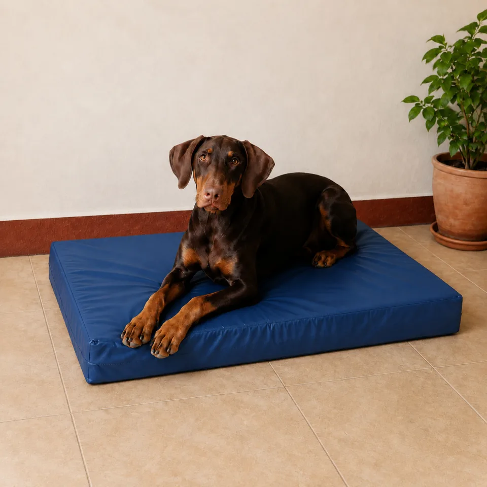 Cama impermeable mediana azul para mascotas