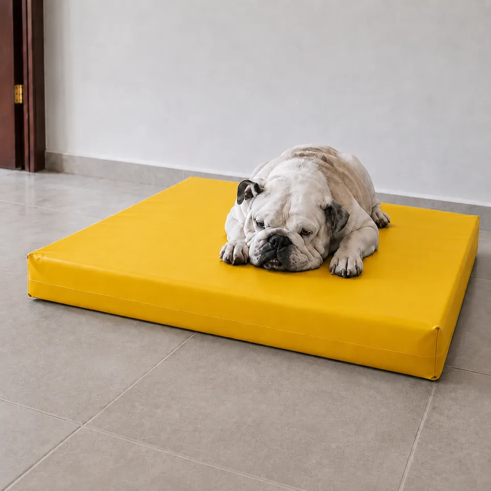 Cama impermeable grande amarilla extra resistente para mascotas