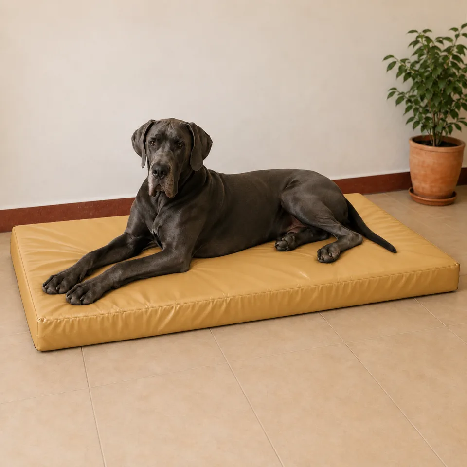 Cama impermeable extra grande amarilla extra resistente para mascotas