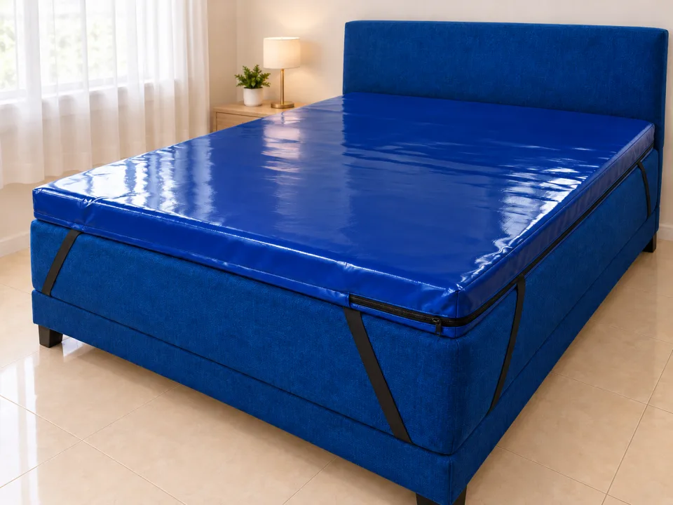 Topper de alto rebote premium en lona impermeable azul
