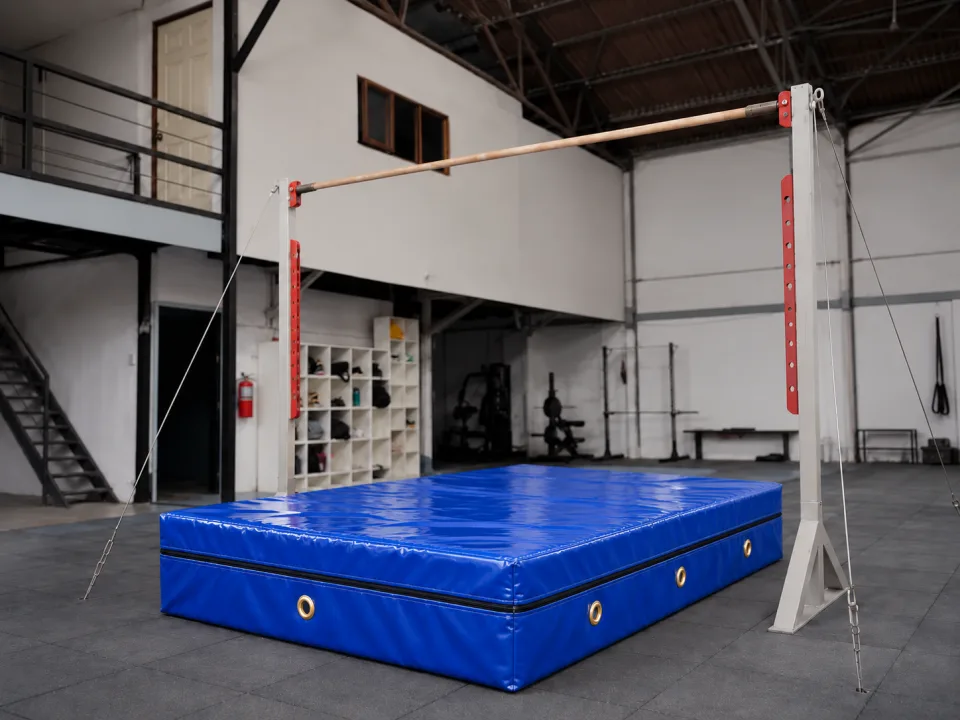 Colchoneta de seguridad 140x190 de alto rebote en lona impermeable azul