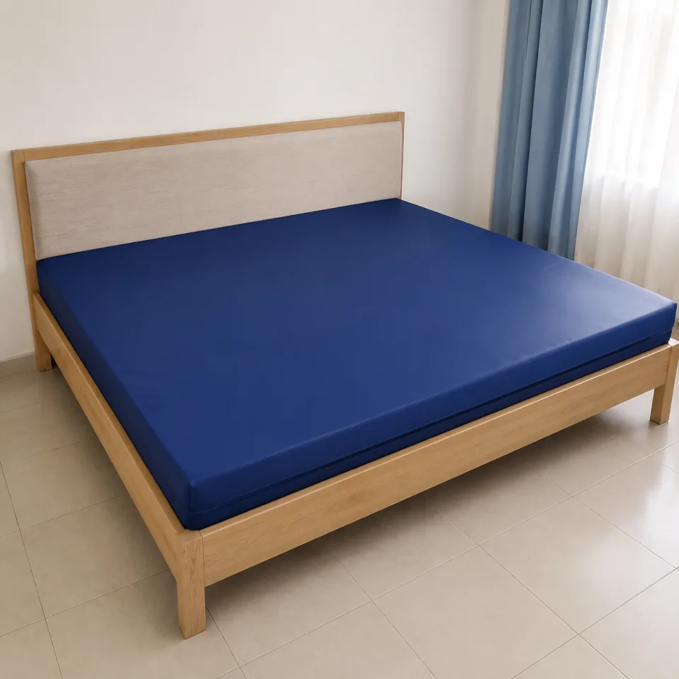 Colchón premium de alto rebote king impermeable azul
