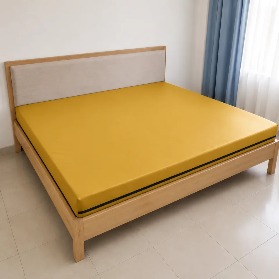 Colchón de alto rebote premium king en tela impermeable extra resistente amarilla
